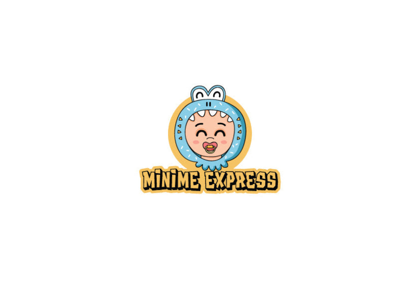 Logo of Minime Express with a cartoon character on a white background