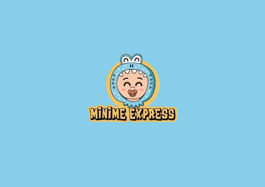 Logo of Minime Express with a cartoon character on a white background