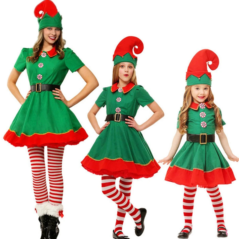 Kids Green Elf Christmas Costume