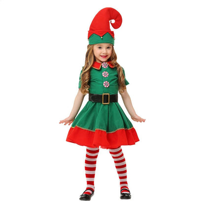 Kids Green Elf Christmas Costume