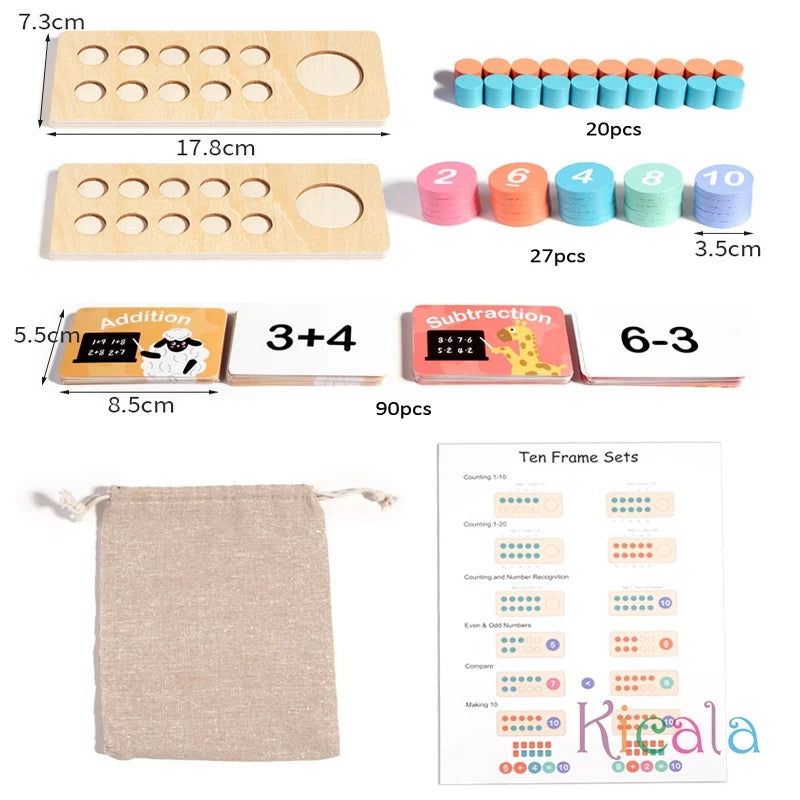 Kids Math Arithmetic Wooden Digital Game