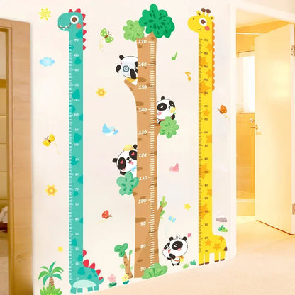 Baby Cartoon Animals Height Measure Wall Sticker