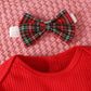 Girls Christmas Deer Plaid Strap Dress