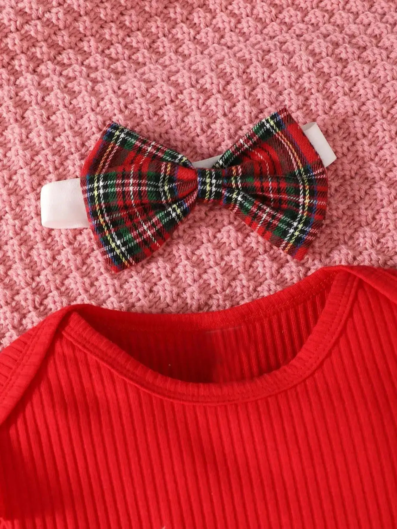 Girls Christmas Deer Plaid Strap Dress