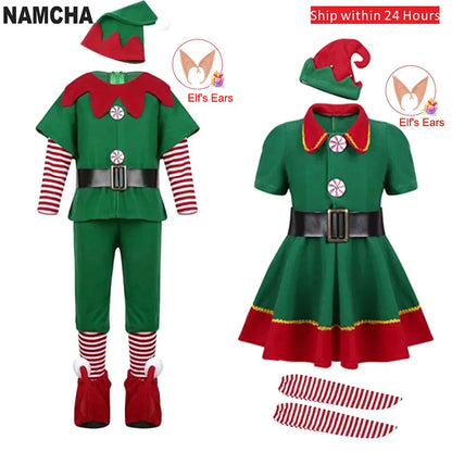 Kids Green Elf Christmas Costume