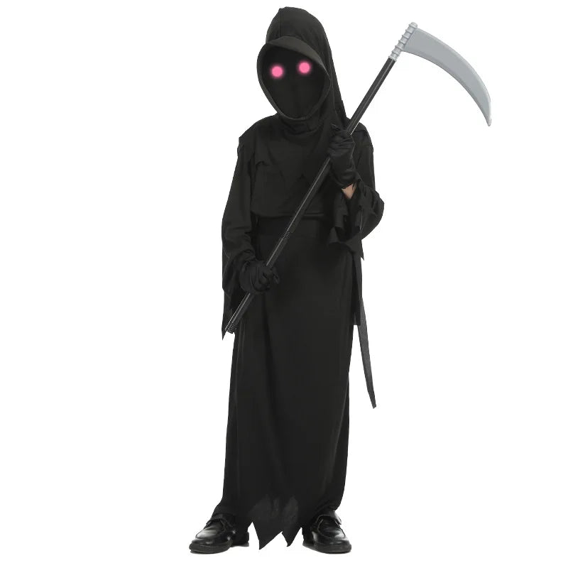 Kids Halloween Red Eyes Grim Reaper