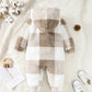 Baby Plaid Romper Hooded Long Sleeved JumpSuit