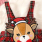 Girls Christmas Deer Plaid Strap Dress