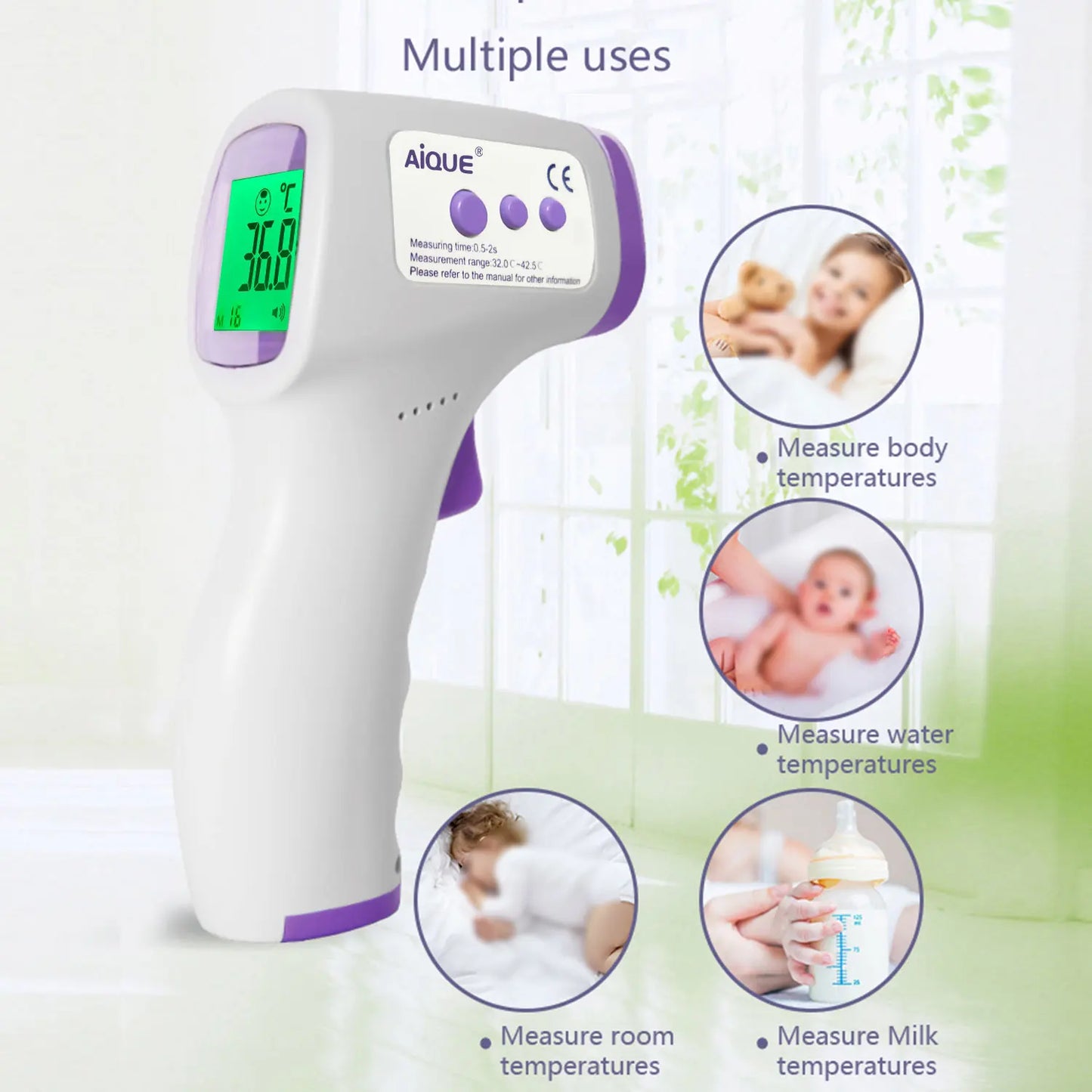 Baby Voice Backlit Forehead Digital Thermometer