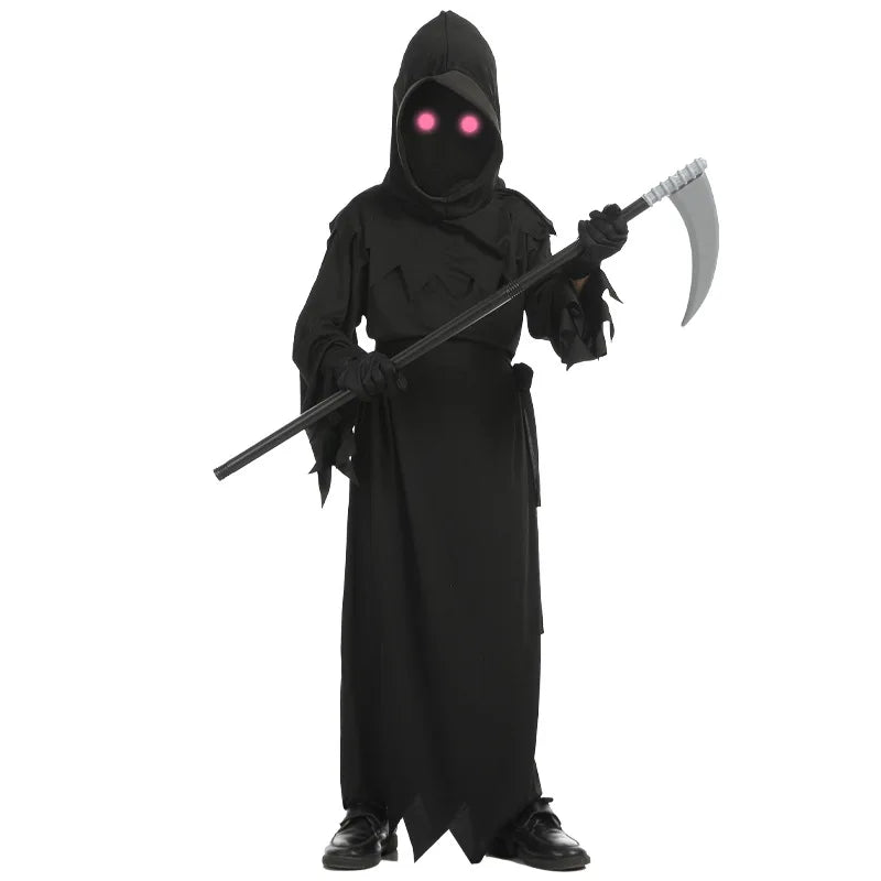 Kids Halloween Red Eyes Grim Reaper